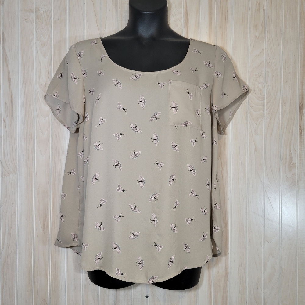 Torrid Tan Butterfly Blouse Top Sz 1X